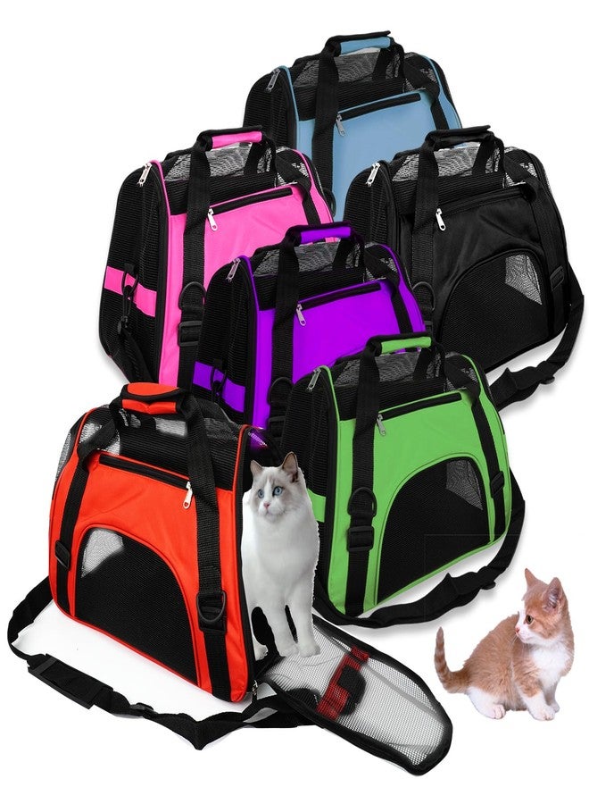 UCEHIPAW 6 Pcs Cat Carrier 16.9 x 9.6 x 8.3 Inch Portable Soft-Sided Pet Carrying Bag Comfortable Foldable Bag for Small Pet Travel Under 6.6 Lbs Cat (6 Colors) - Image 1